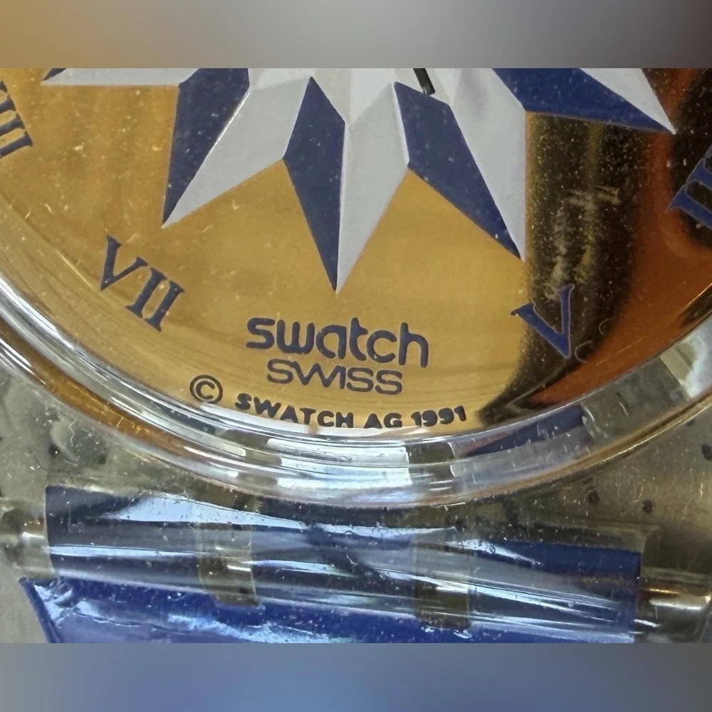 Swatch White and Blue Nautical Anchor Watch